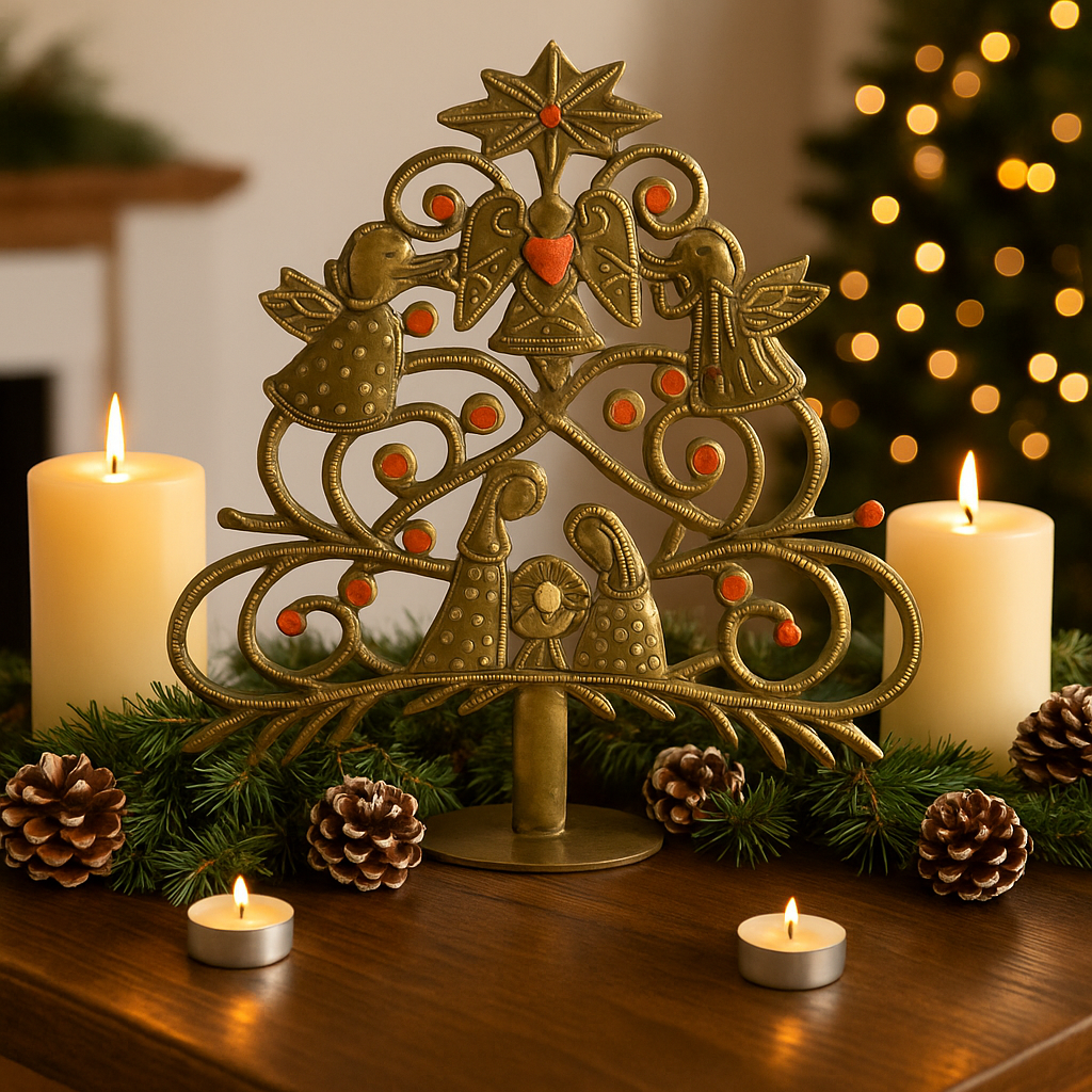 Haitian Handcrafted Metal Nativity Christmas Tree Decor - Artisan Holiday Art