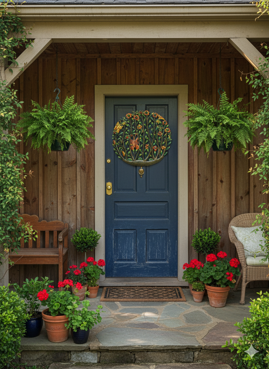 Colorful Floral & Butterfly Metal Wall Hanging – Handmade Haitian Art.