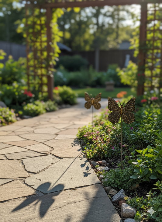 Handmade Metal Butterfly Garden Stake – Haitian Artisan Outdoor Decor.