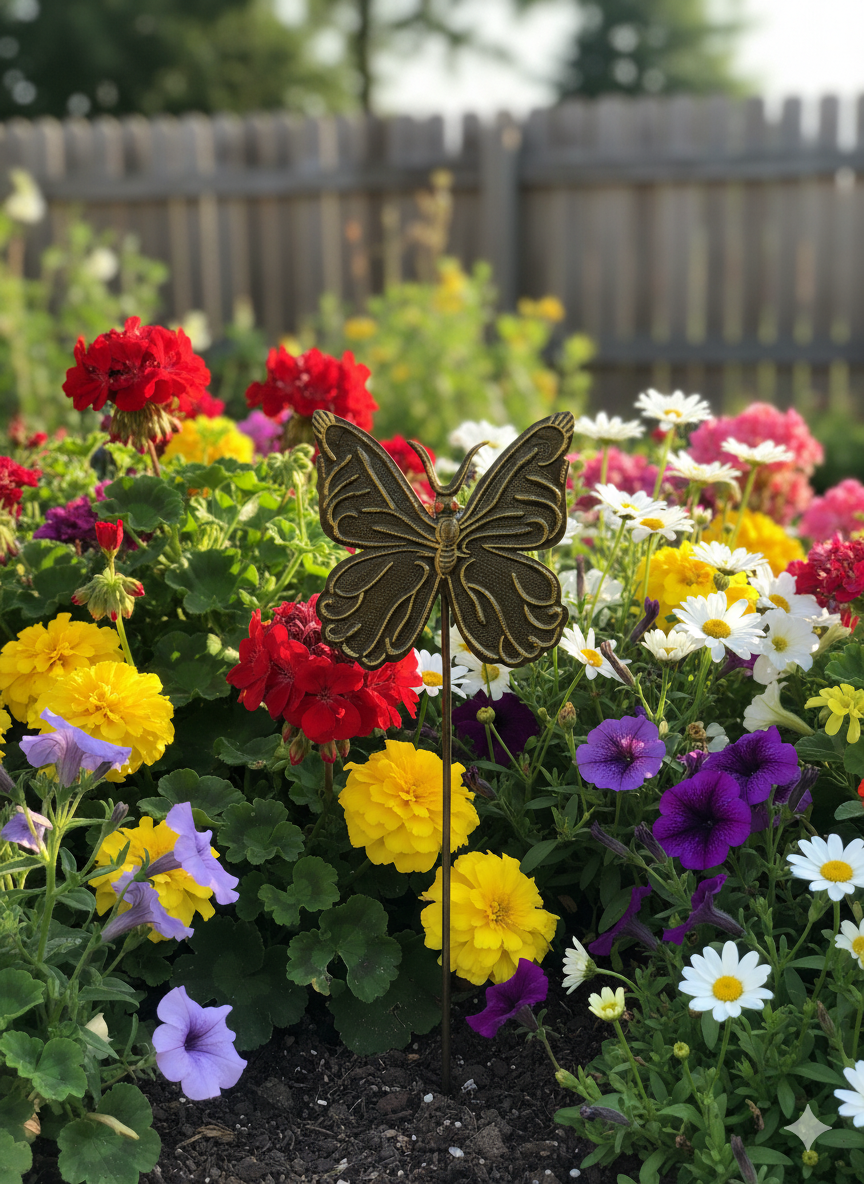 Handmade Metal Butterfly Garden Stake – Haitian Artisan Outdoor Decor.