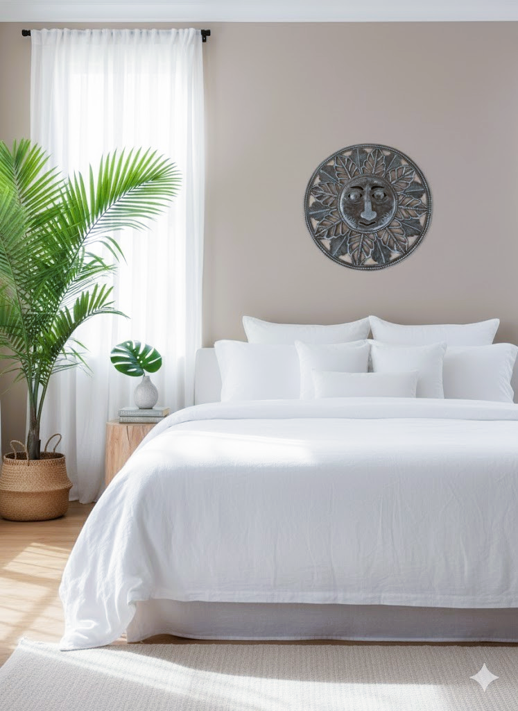 Sunburst Harmony Wall Décor – Handmade Haitian Metal Art.