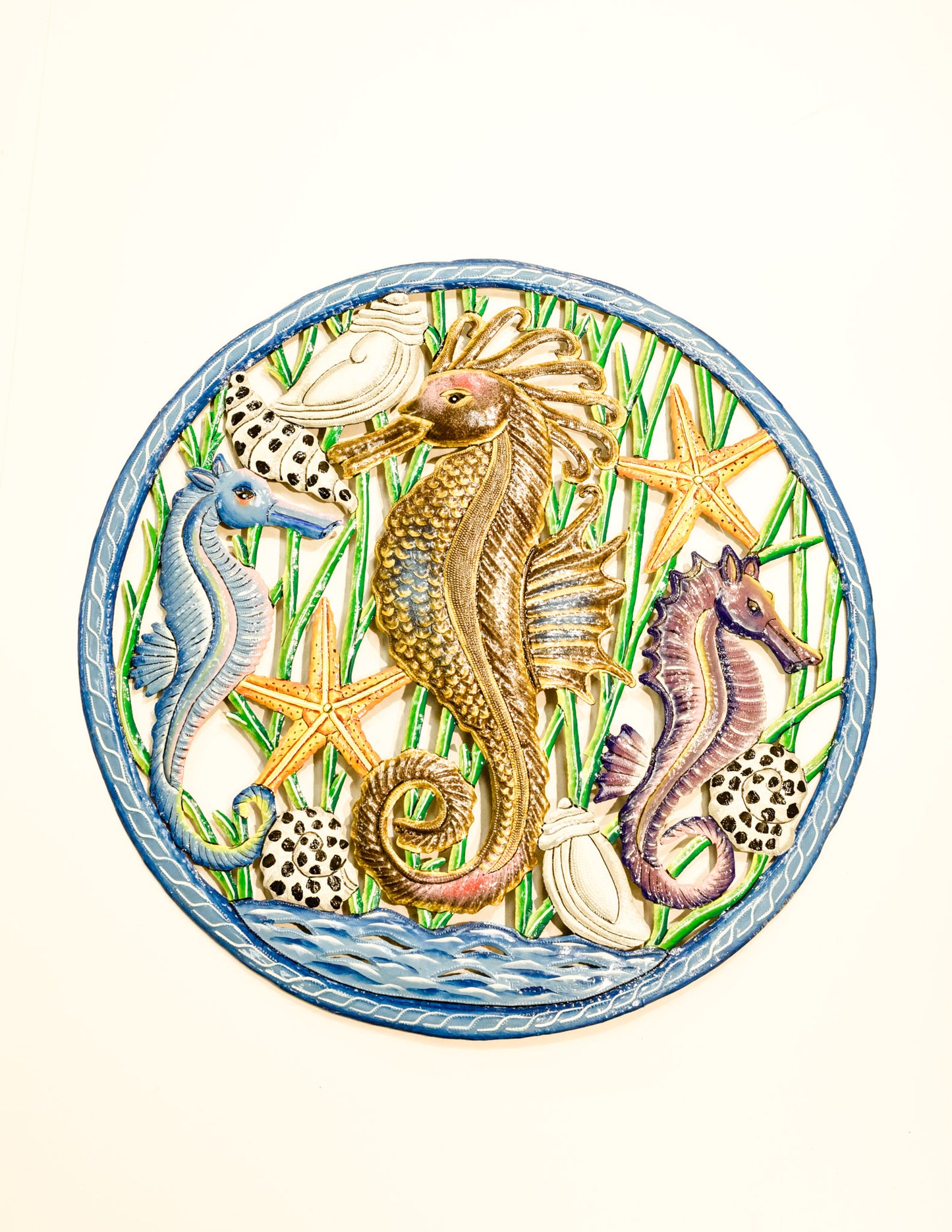 Painted Trio of Seahorses