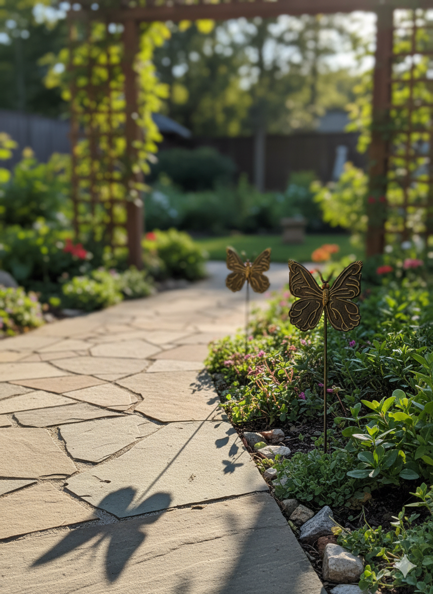 Handmade Metal Butterfly Garden Stake – Haitian Artisan Outdoor Decor.
