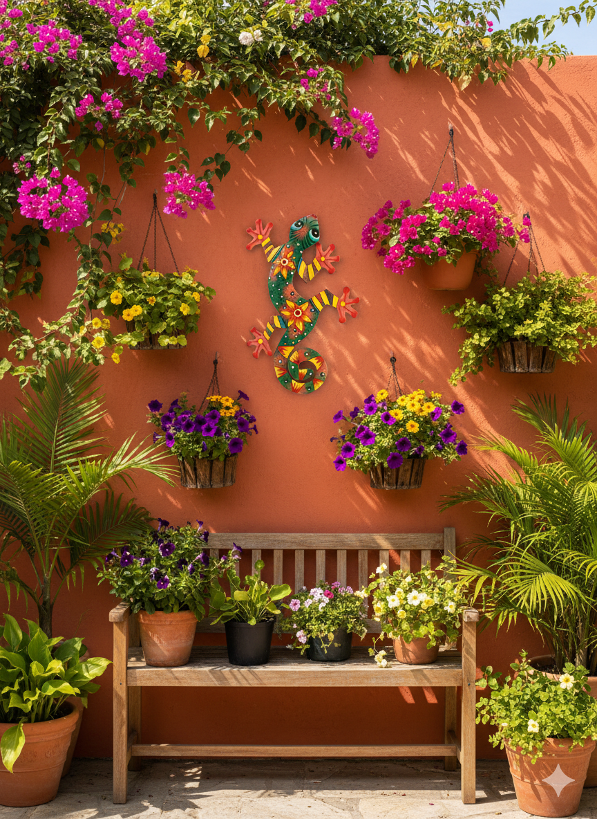 Colorful Gecko Metal Wall Art – Handmade by Haitian Artisans.