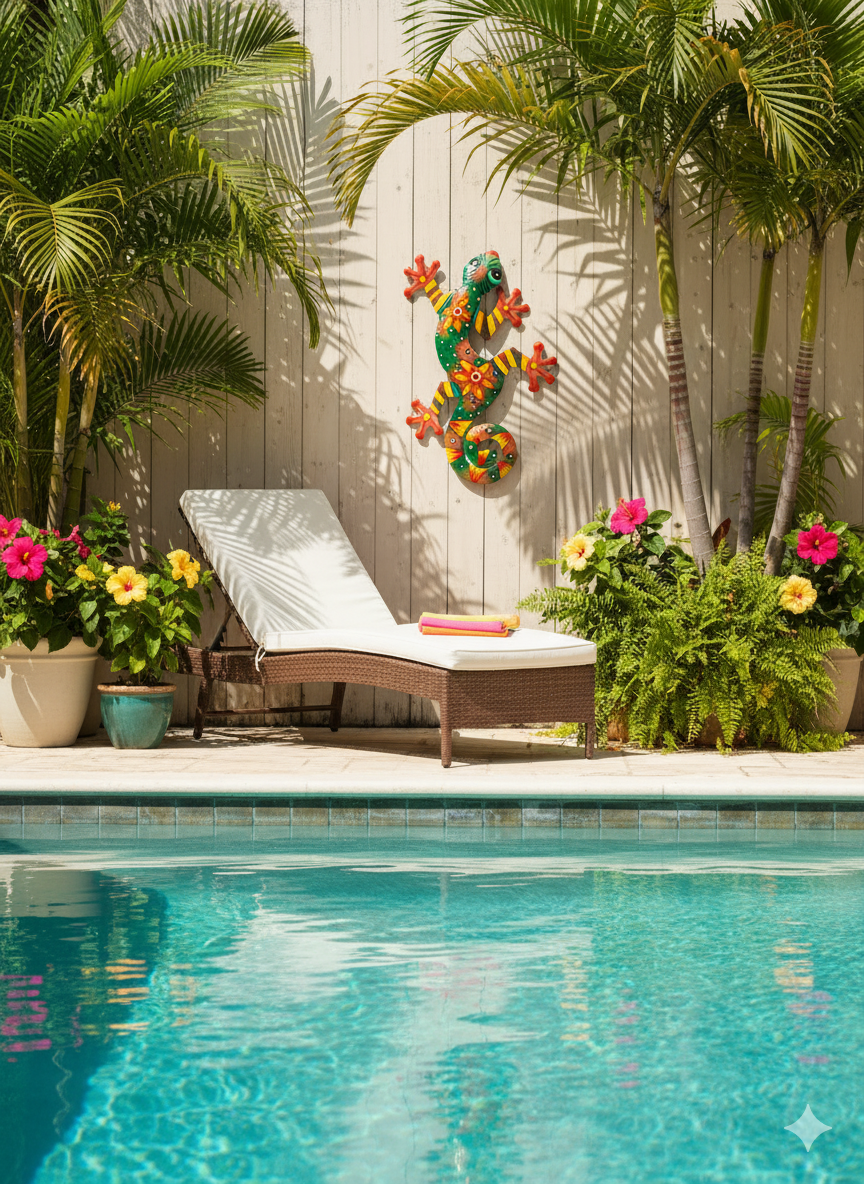 Colorful Gecko Metal Wall Art – Handmade by Haitian Artisans.