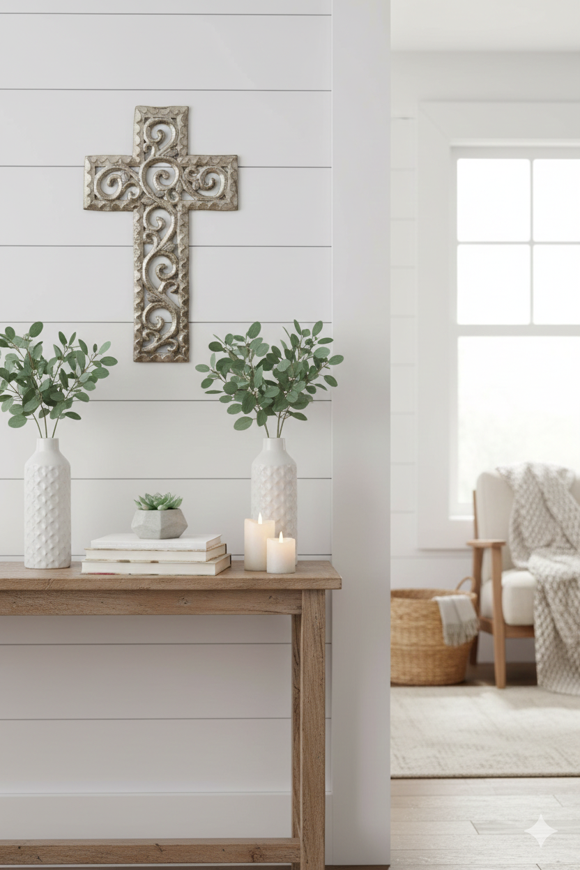 Handcrafted Metal Saxon Cross Wall Art – Haitian Artisan Decor.