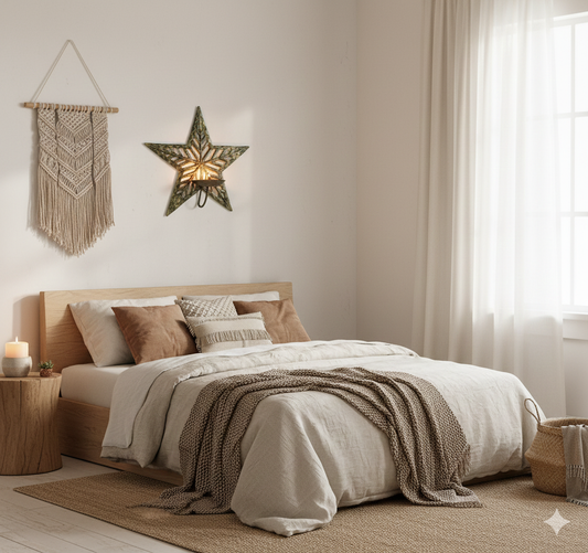 Handcrafted Metal Star Wall Sconce – Haitian Artisan Candle Holder.
