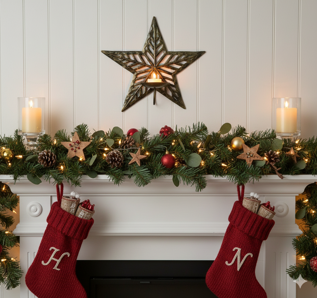 Handcrafted Metal Star Wall Sconce – Haitian Artisan Candle Holder.