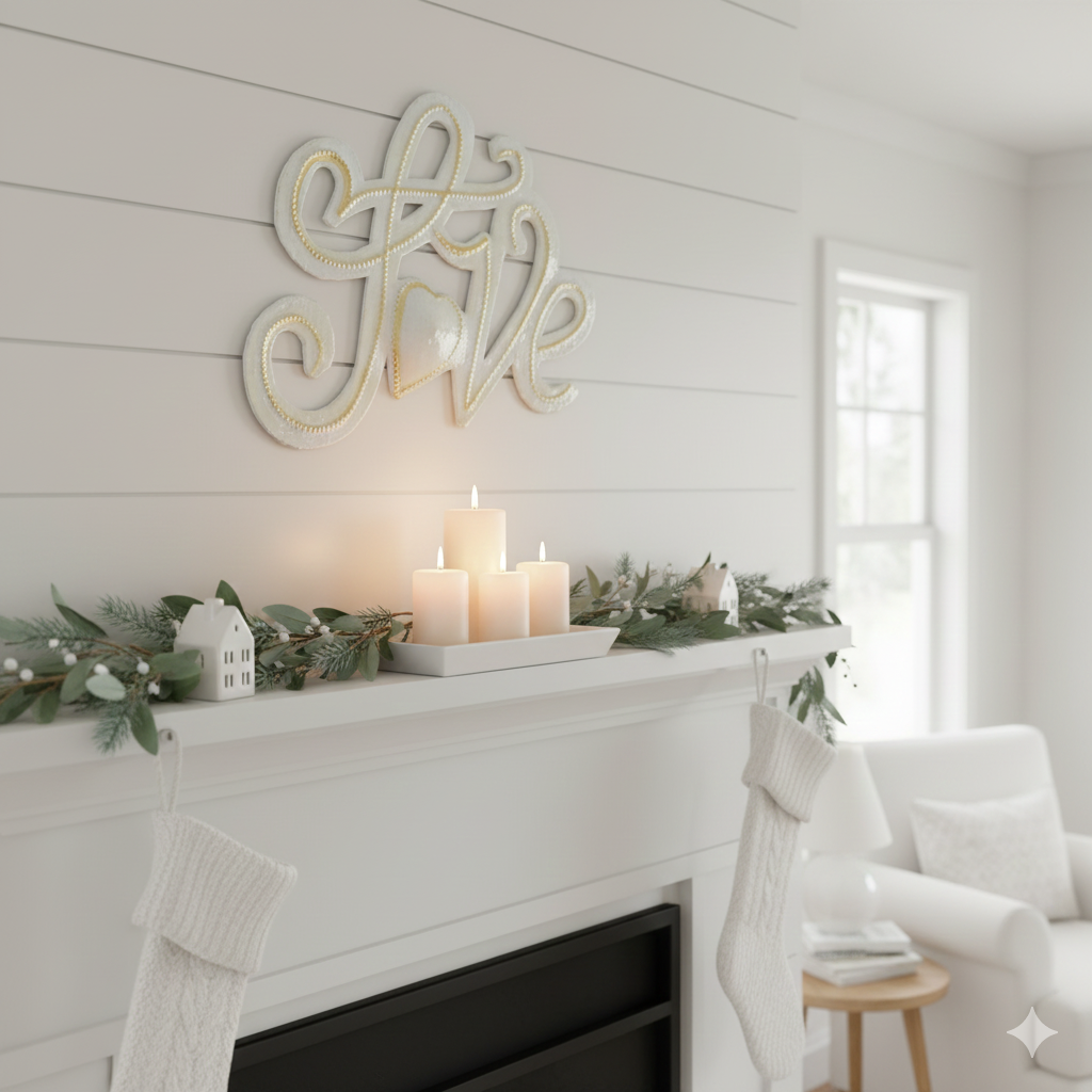 Handmade White Love Ornament – Haitian Artisan Holiday Decor.