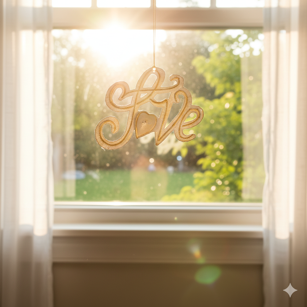 Handmade White Love Ornament – Haitian Artisan Holiday Decor.