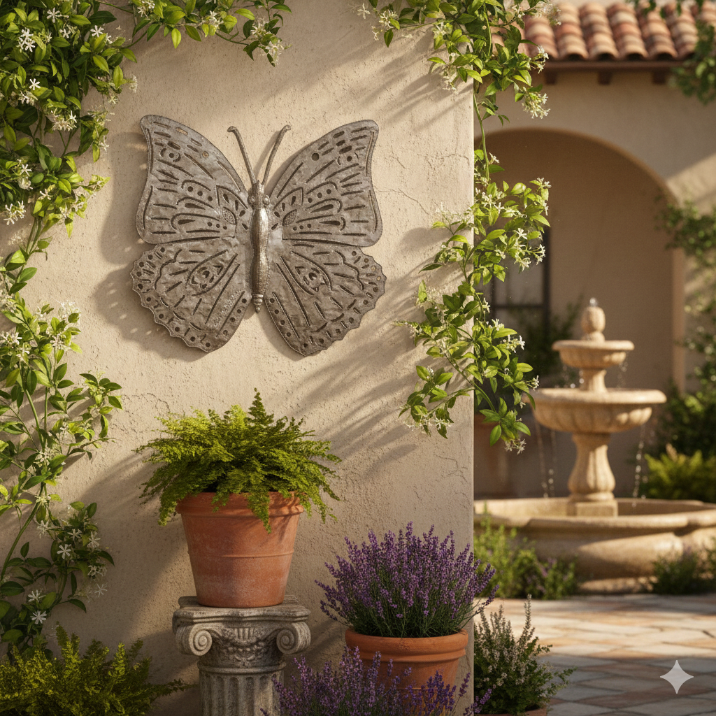 Large 3D Metal Butterfly Wall Art – Handmade by Haitian Artisans.
