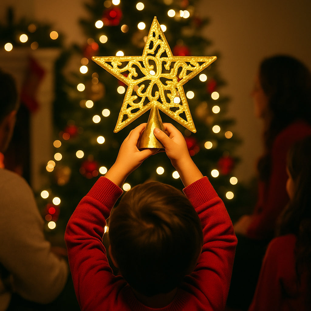 Handmade Gold Filigree Star Tree Topper – Haitian Artisan Decor.