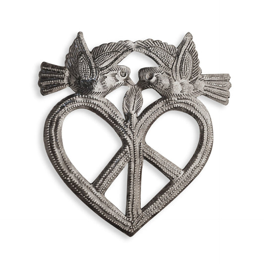 Peace and Love OrnamentMetal Wall Art. Handmade in Haiti. Recycled Metal. Housewarming Gifts. Home and Outdoor Decor. Patio and Garden.