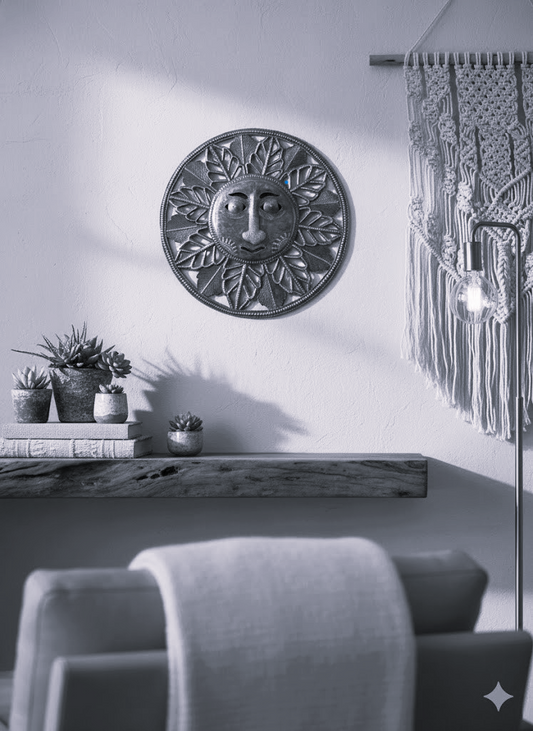 Sunburst Harmony Wall Décor – Handmade Haitian Metal Art.