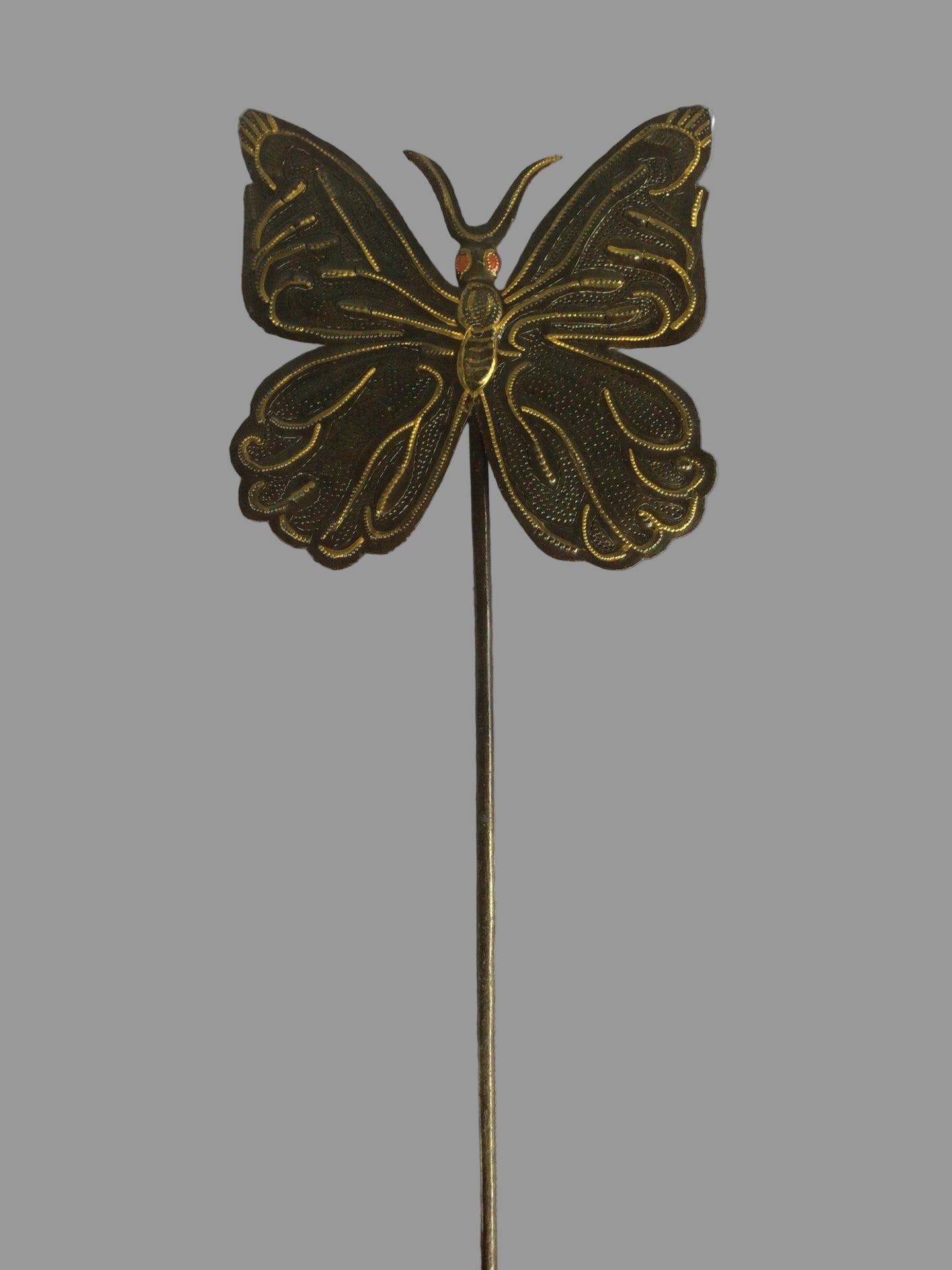 Handmade Metal Butterfly Garden Stake – Haitian Artisan Outdoor Decor.