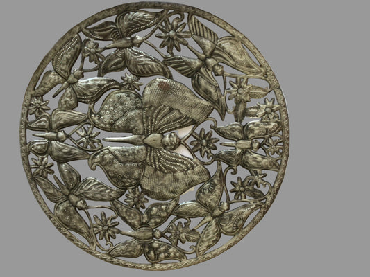 Butterflies and Flowers Metal Wall Sculpture – Handmade by Haitian Artisans.