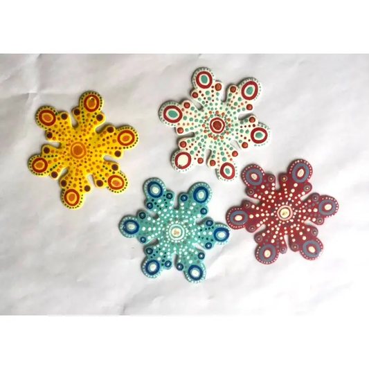 Painted Colorful Snowflakes (Set of 4)
