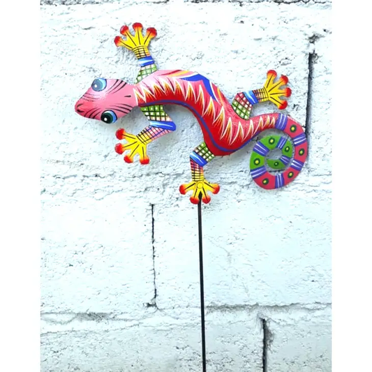 Painted Red Gecko Garden Stake