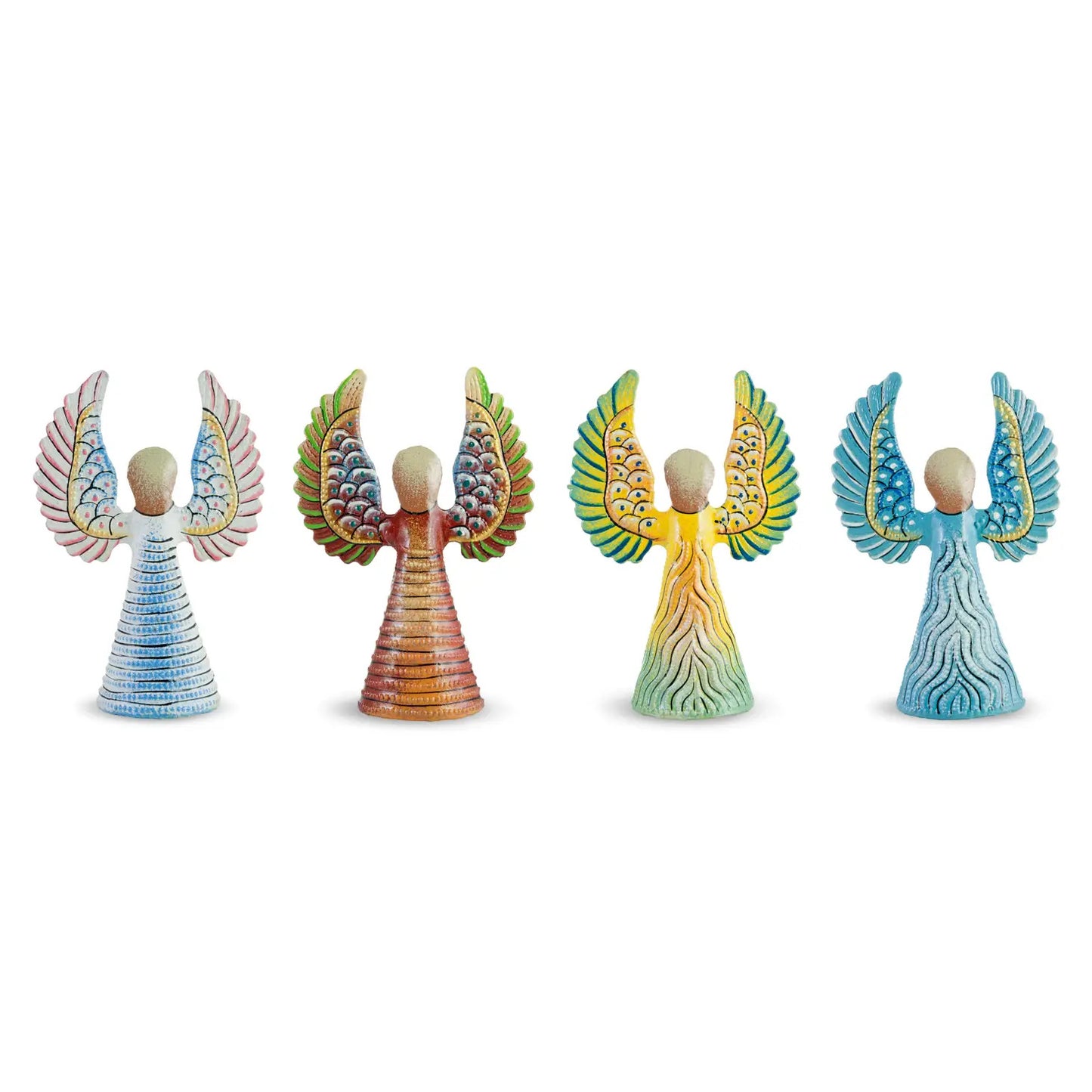 Mini Painted Angels with Upswept Wings Set (Set of 4)