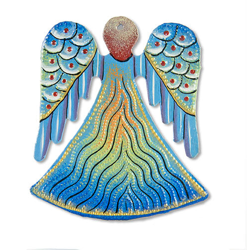 Blue Painted Angel Ornament