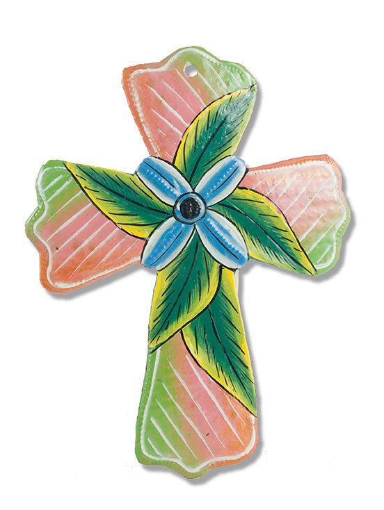 Painted Leaf Cross Ornament